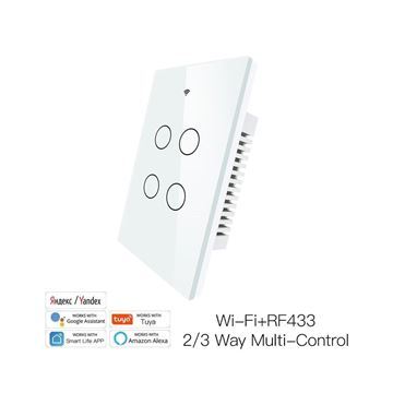 Imagen de Interruptor Tactil De Pared 4 Botones Wifi + RF433