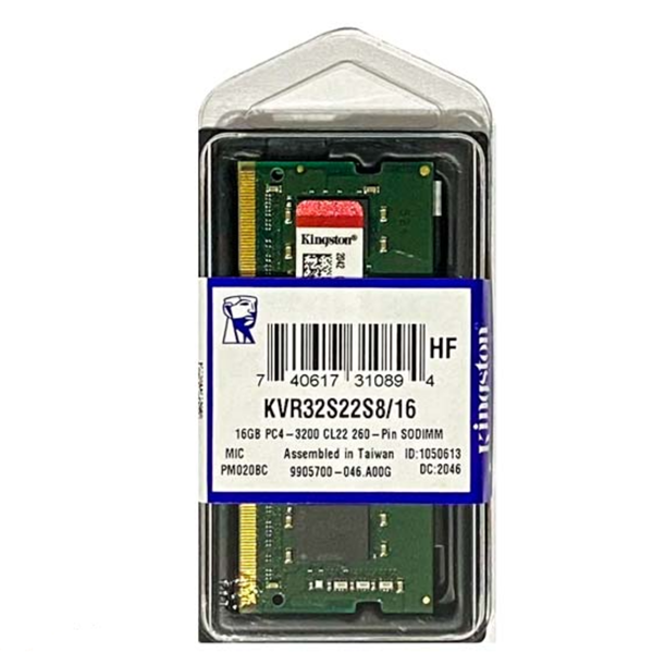 Imagen de Kingston 16gb Ddr4 Sodimm 3200 Notebook KVR32S22S8/16