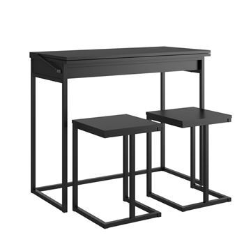 Imagen de Mesa Plegable Desayunadora + Bancos Bran Negra