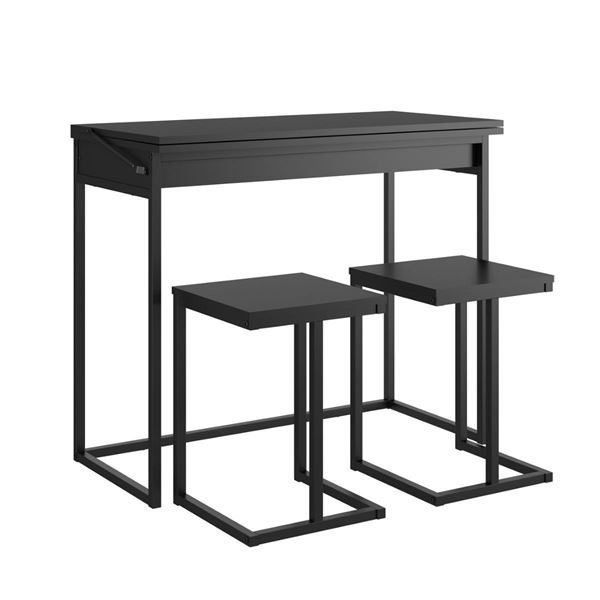 Imagen de Mesa Plegable Desayunadora + Bancos Bran Negra
