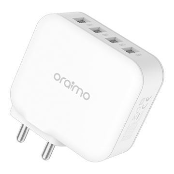 Imagen de Cargador De Pared + Cable Oraimo 4 Usb Europeo 5,1A