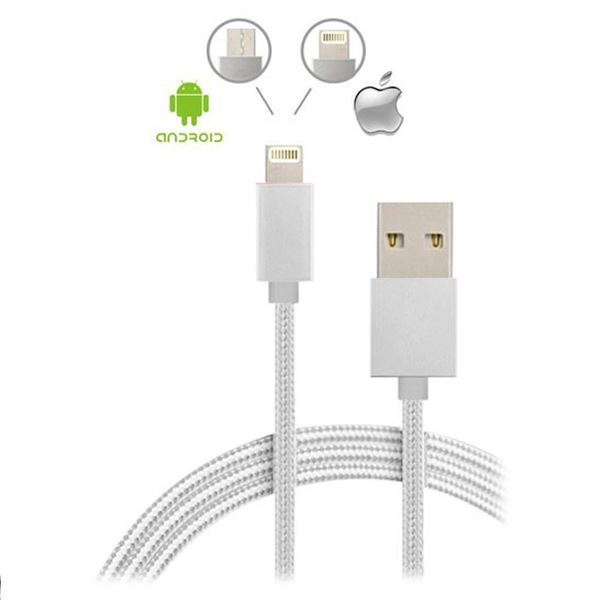 Imagen de Cable Mallado Dual Micro usb y Lightning 2M