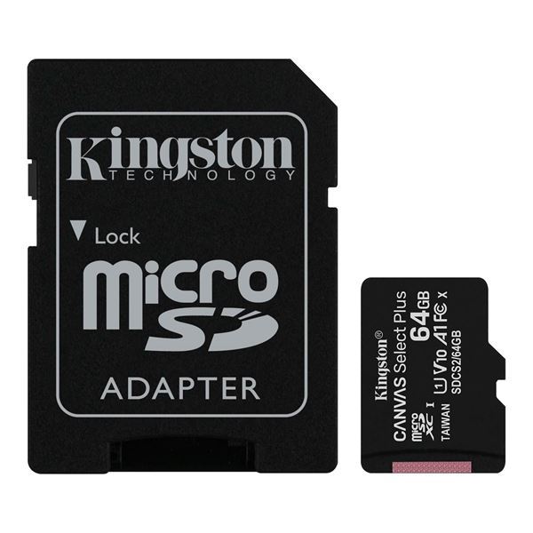 Imagen de Memoria Micro Sd Kingston 64GB Con Adaptador Sd