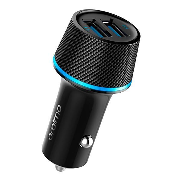 Imagen de Cargador De Auto + Cable Oraimo 2 Usb 2,1A Anillo Led
