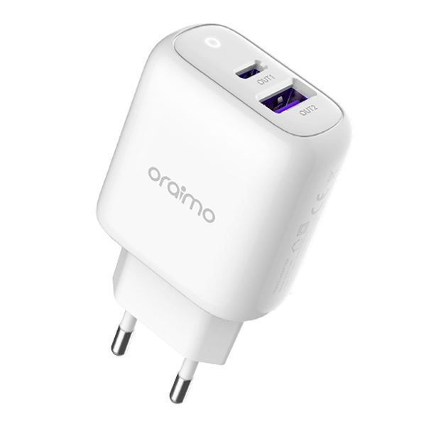 Imagen de Cargador De Pared + Cable 5A Oraimo Usb Y Tipo C Eu 22,5w