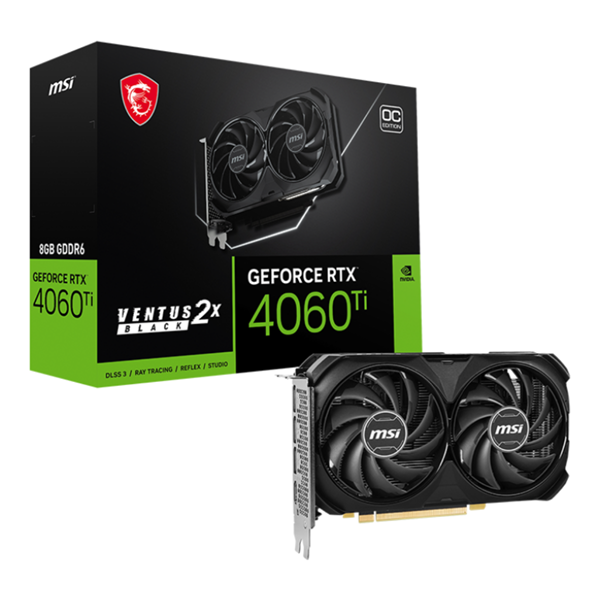 Imagen de MSI GeForce RTX 4060TI VENTUS 2X BLACK 8GB OC GDDR6X